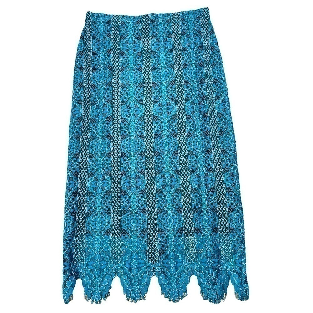 Chicos skirt, size .5 (fits size 6) turquoise lace layered over a black liner